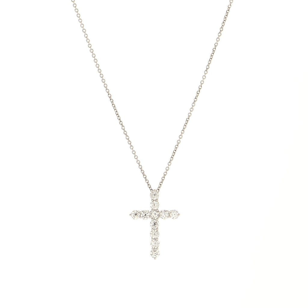 Cross Pendant Necklace Platinum and Diamonds Medium