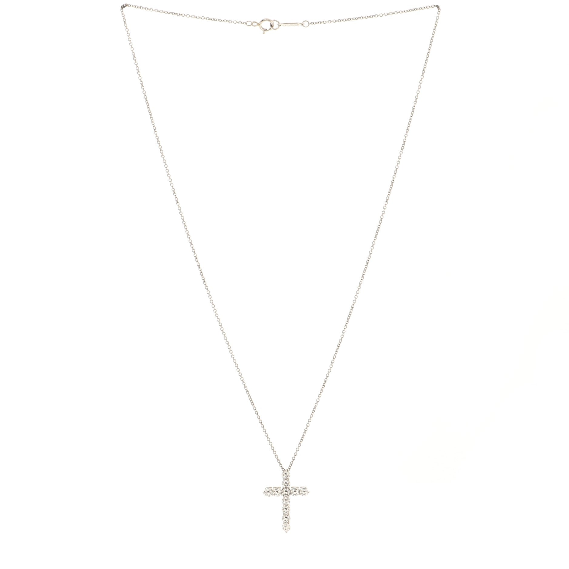 Cross Pendant Necklace Platinum and Diamonds Medium