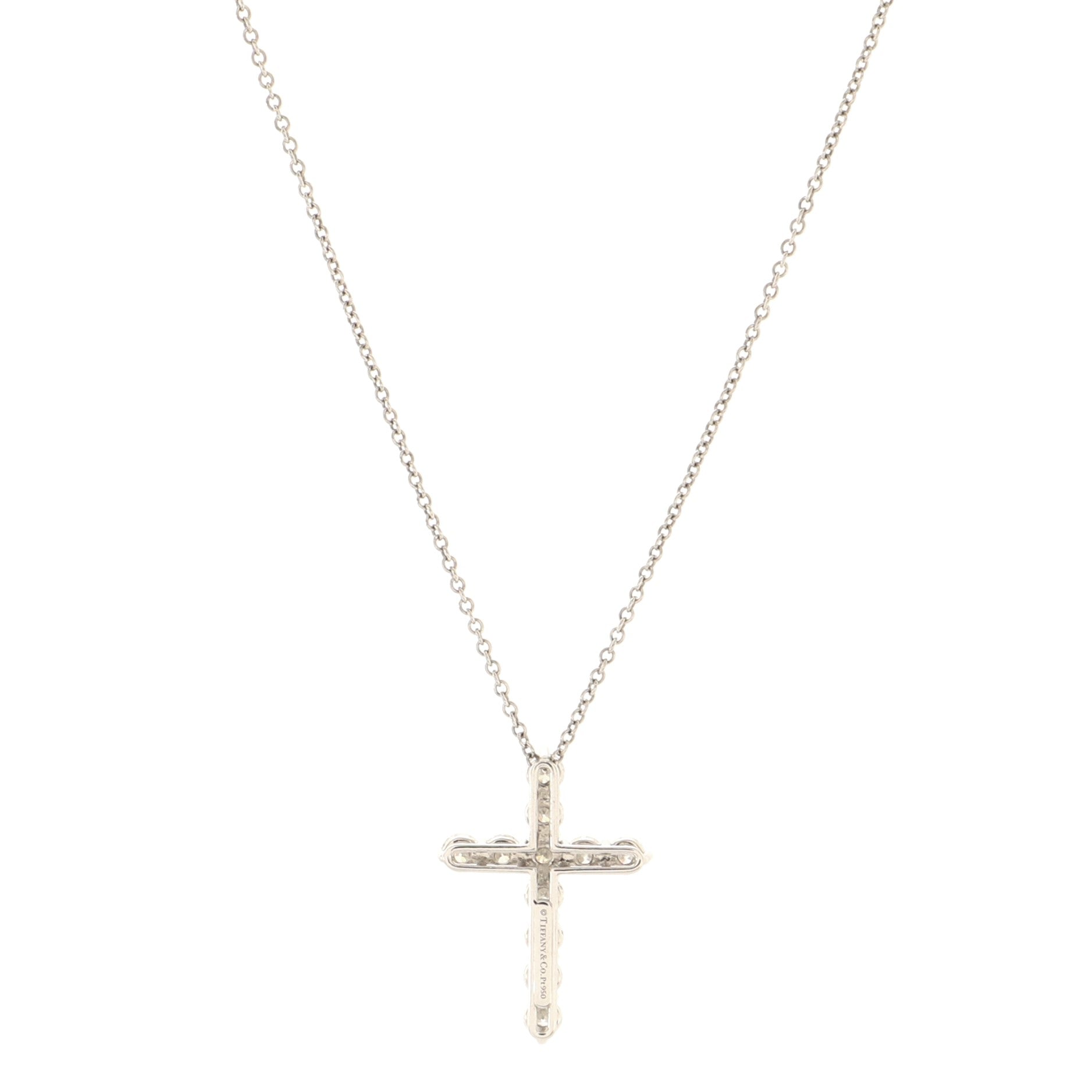 Cross Pendant Necklace Platinum and Diamonds Medium