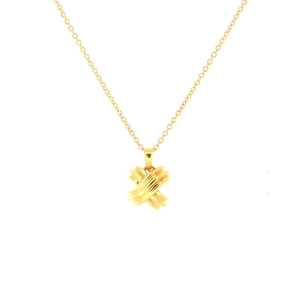 Signature X Pendant Necklace 18K Yellow Gold Small
