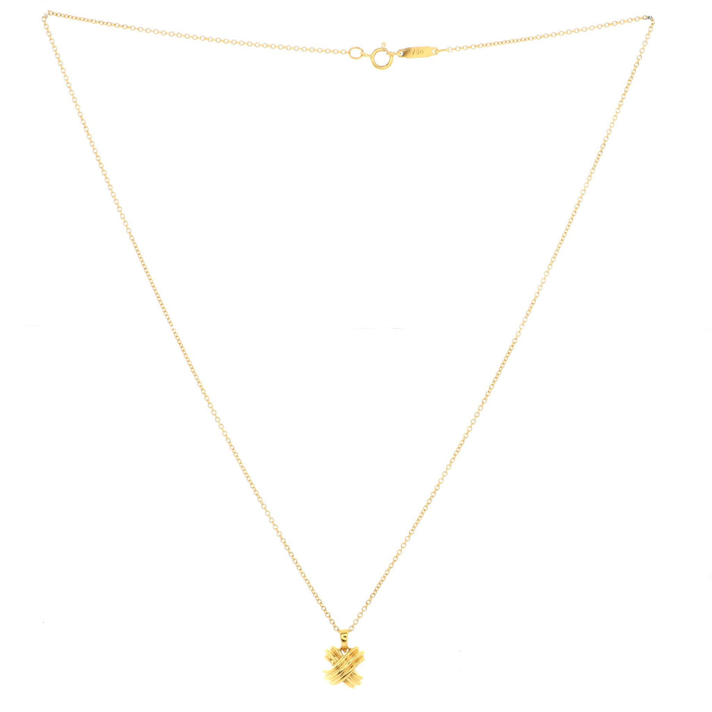 Signature X Pendant Necklace 18K Yellow Gold Small