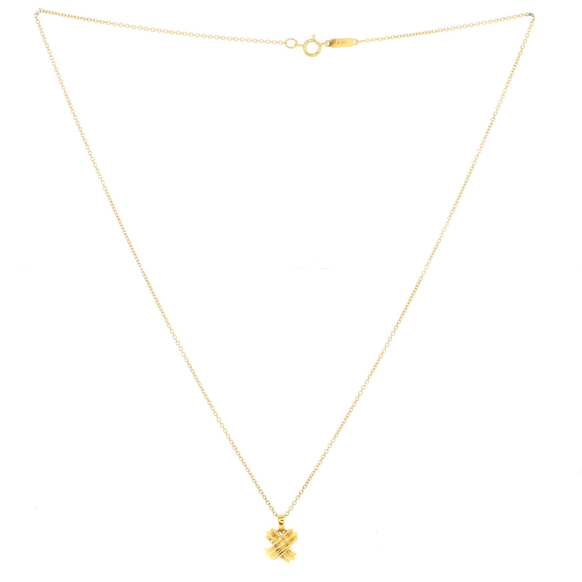 Signature X Pendant Necklace 18K Yellow Gold Small