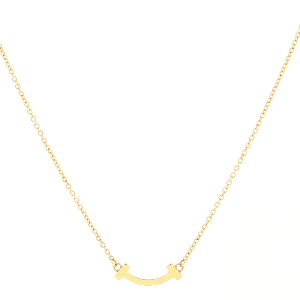 T Smile Pendant Necklace 18K Yellow Gold Mini