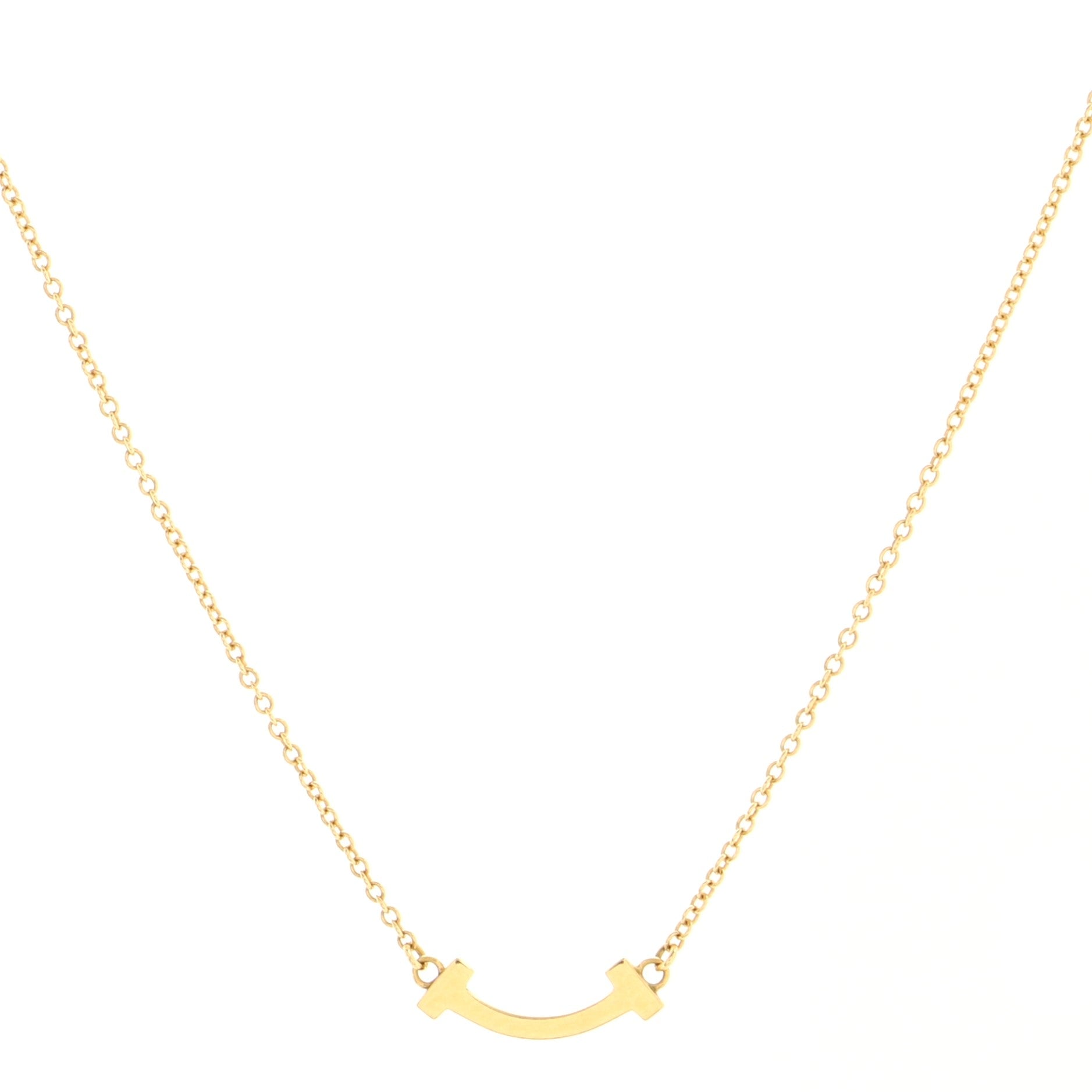 T Smile Pendant Necklace 18K Yellow Gold Mini