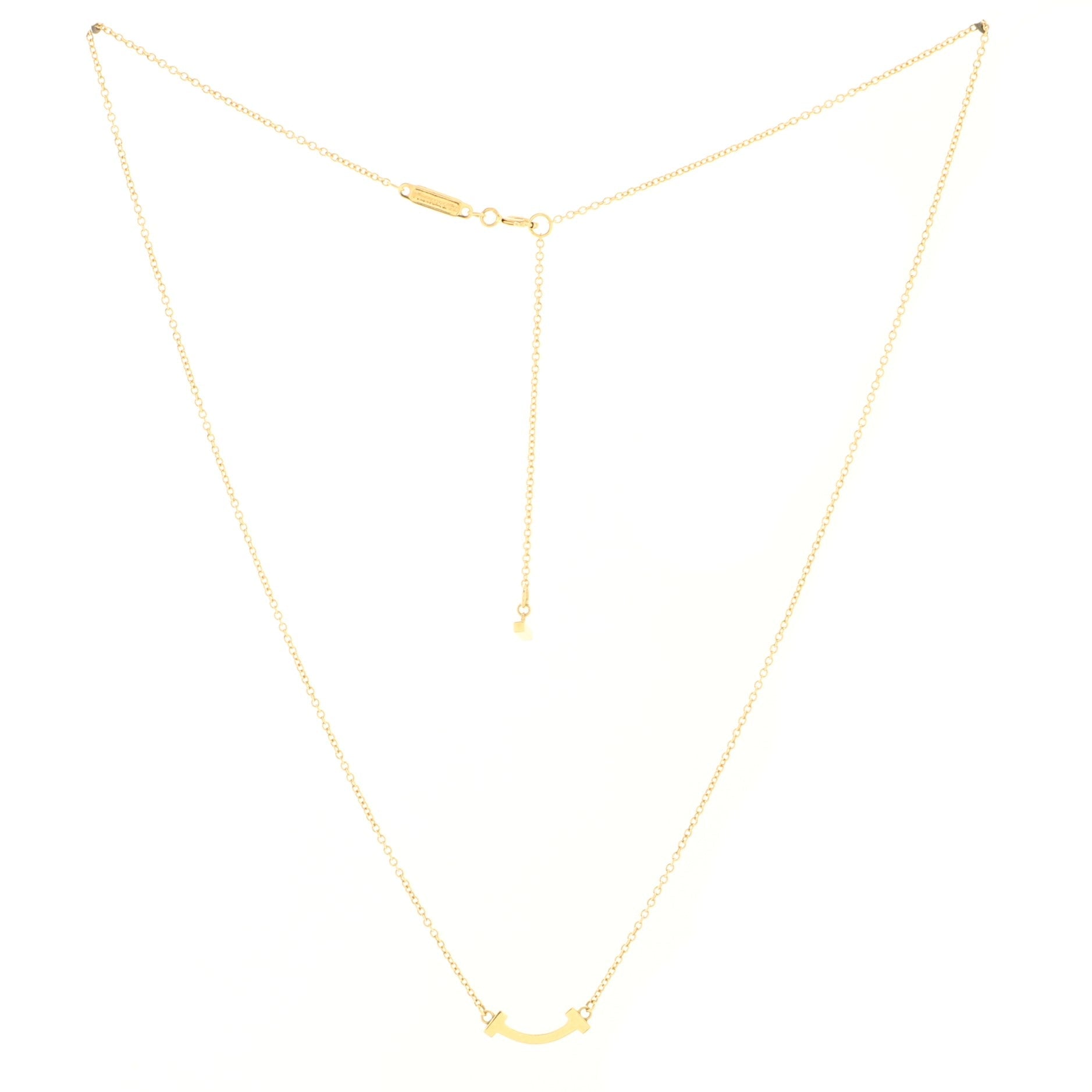 T Smile Pendant Necklace 18K Yellow Gold Mini
