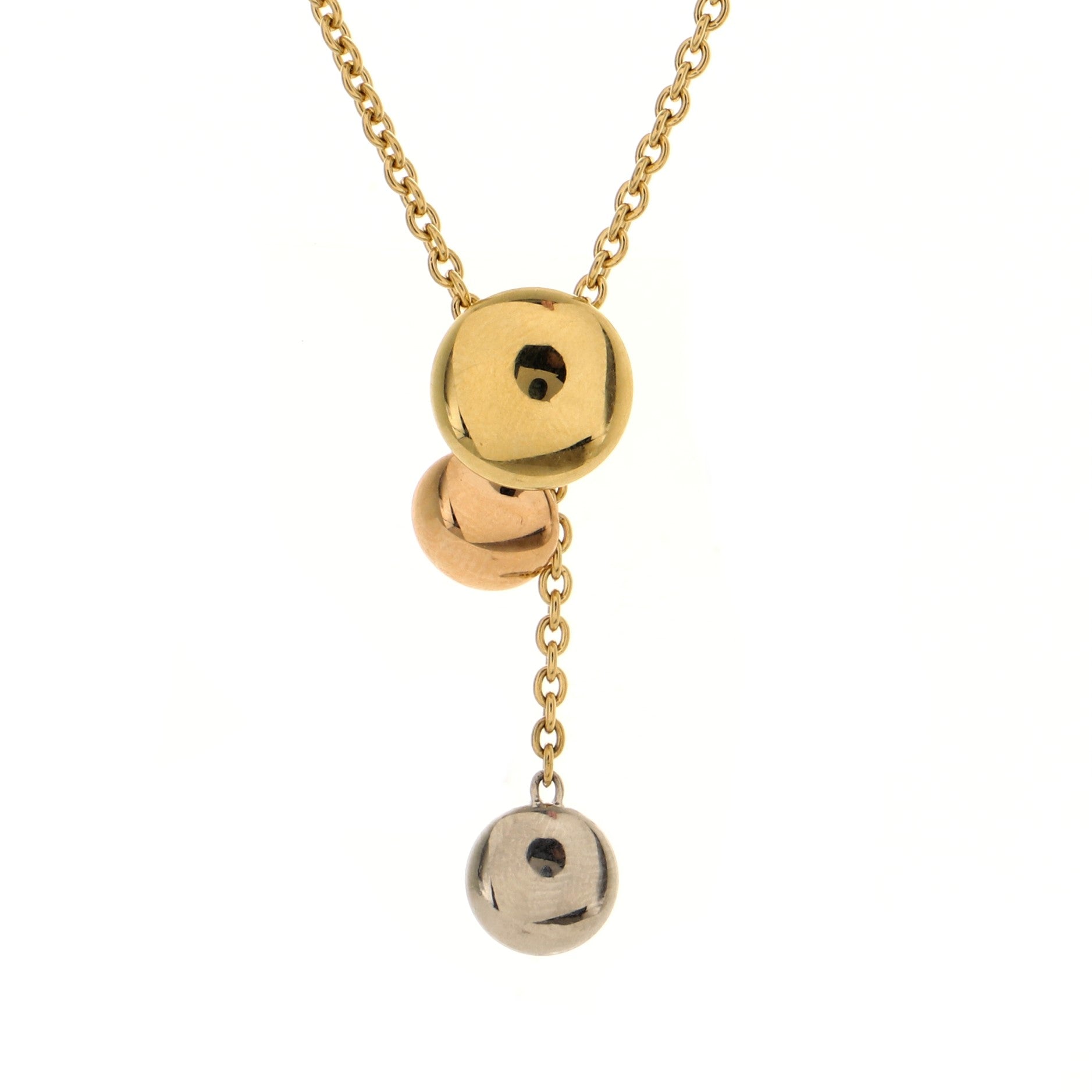 Sweet Trinity Drop Pendant Necklace 18K Tricolor Gold