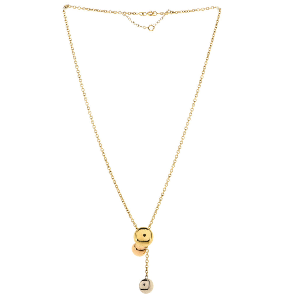 Sweet Trinity Drop Pendant Necklace 18K Tricolor Gold