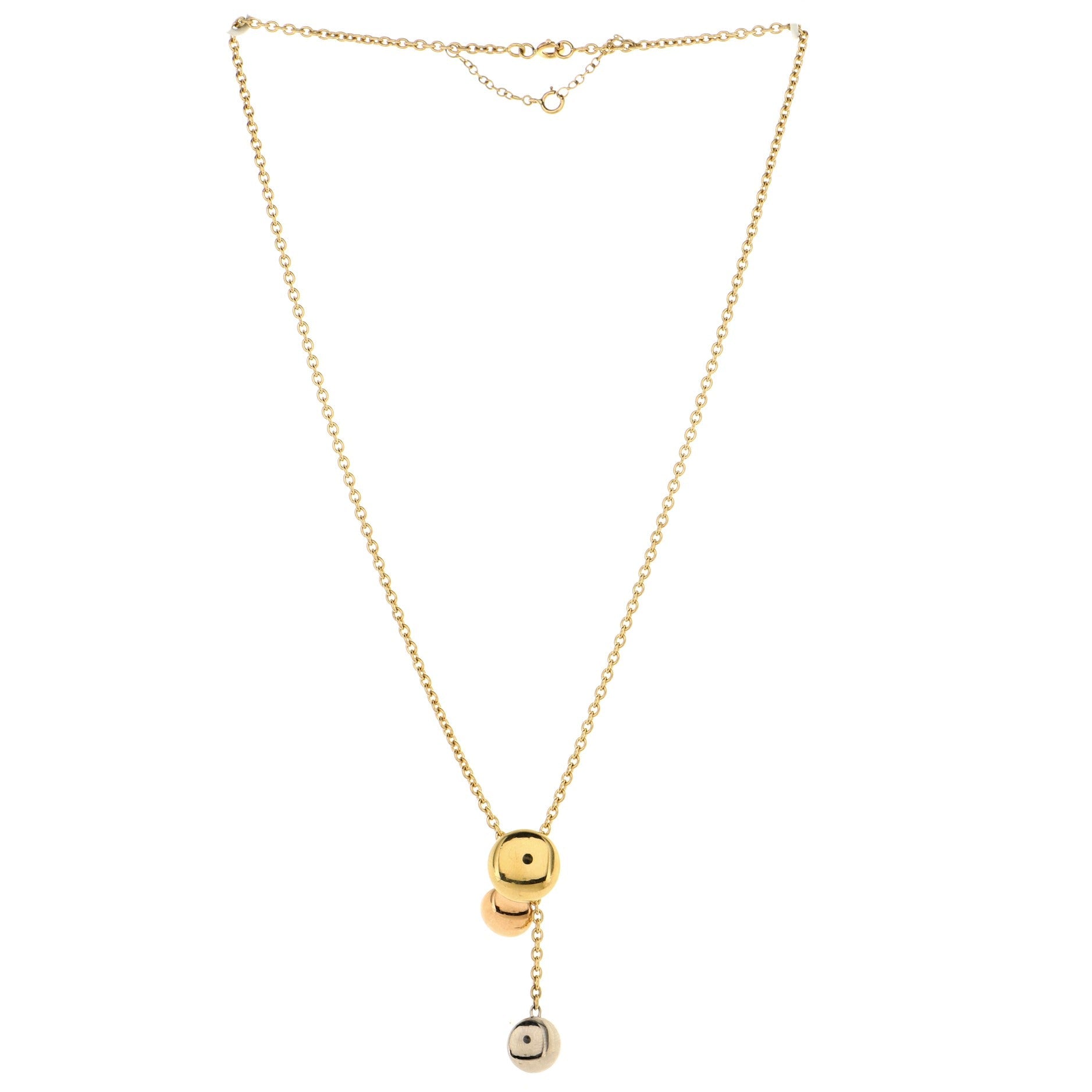 Sweet Trinity Drop Pendant Necklace 18K Tricolor Gold