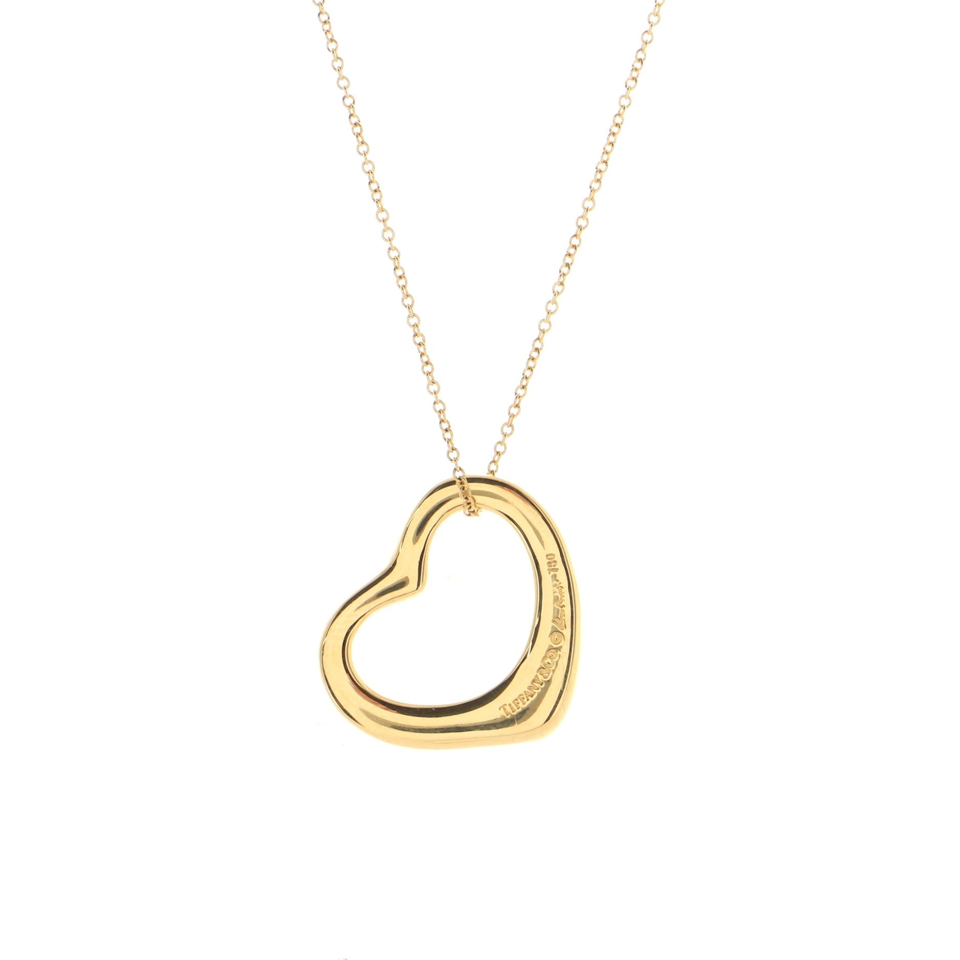 Elsa Peretti Open Heart Pendant Necklace 18K Yellow Gold 22mm