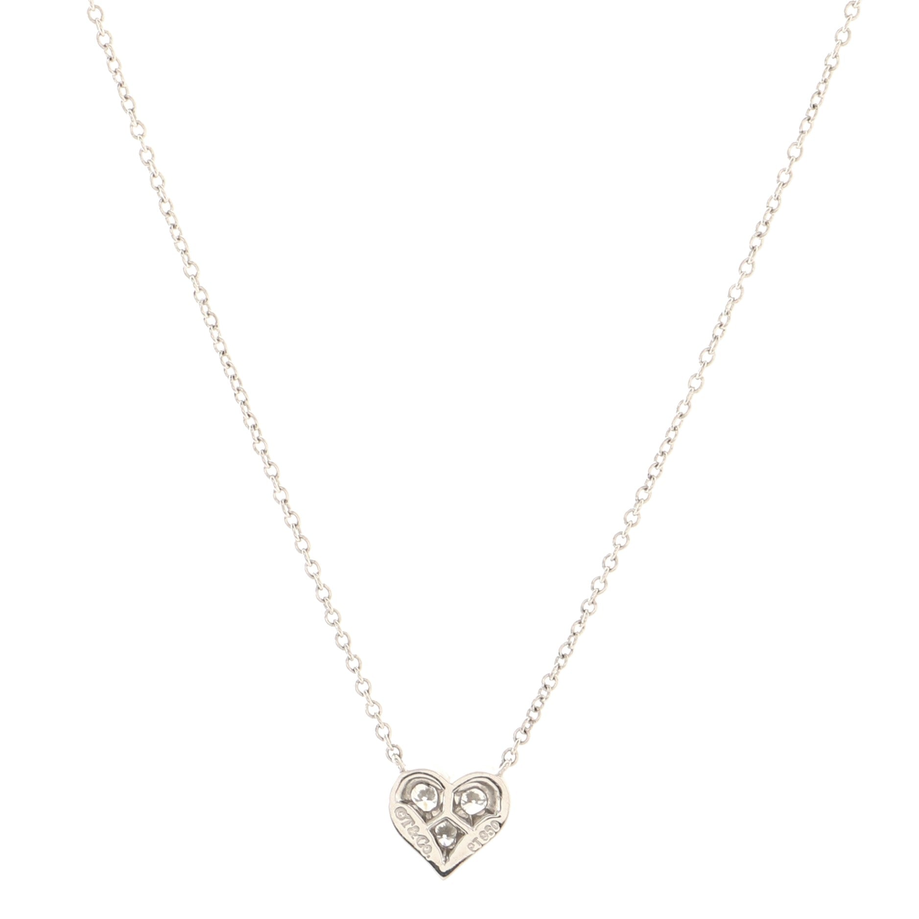 Heart 3 Diamond Pendant Necklace Platinum with Diamonds