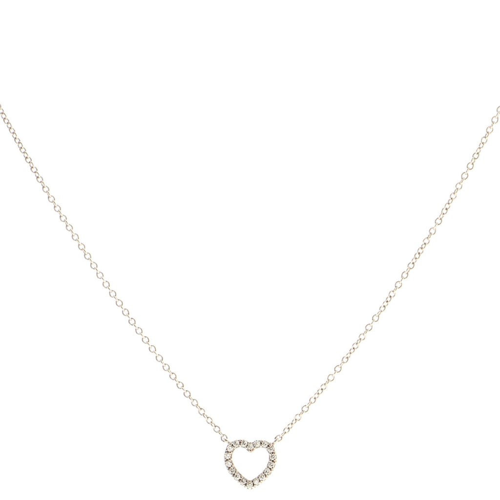 Metro Heart Pendant Necklace 18K White Gold and Diamonds Mini