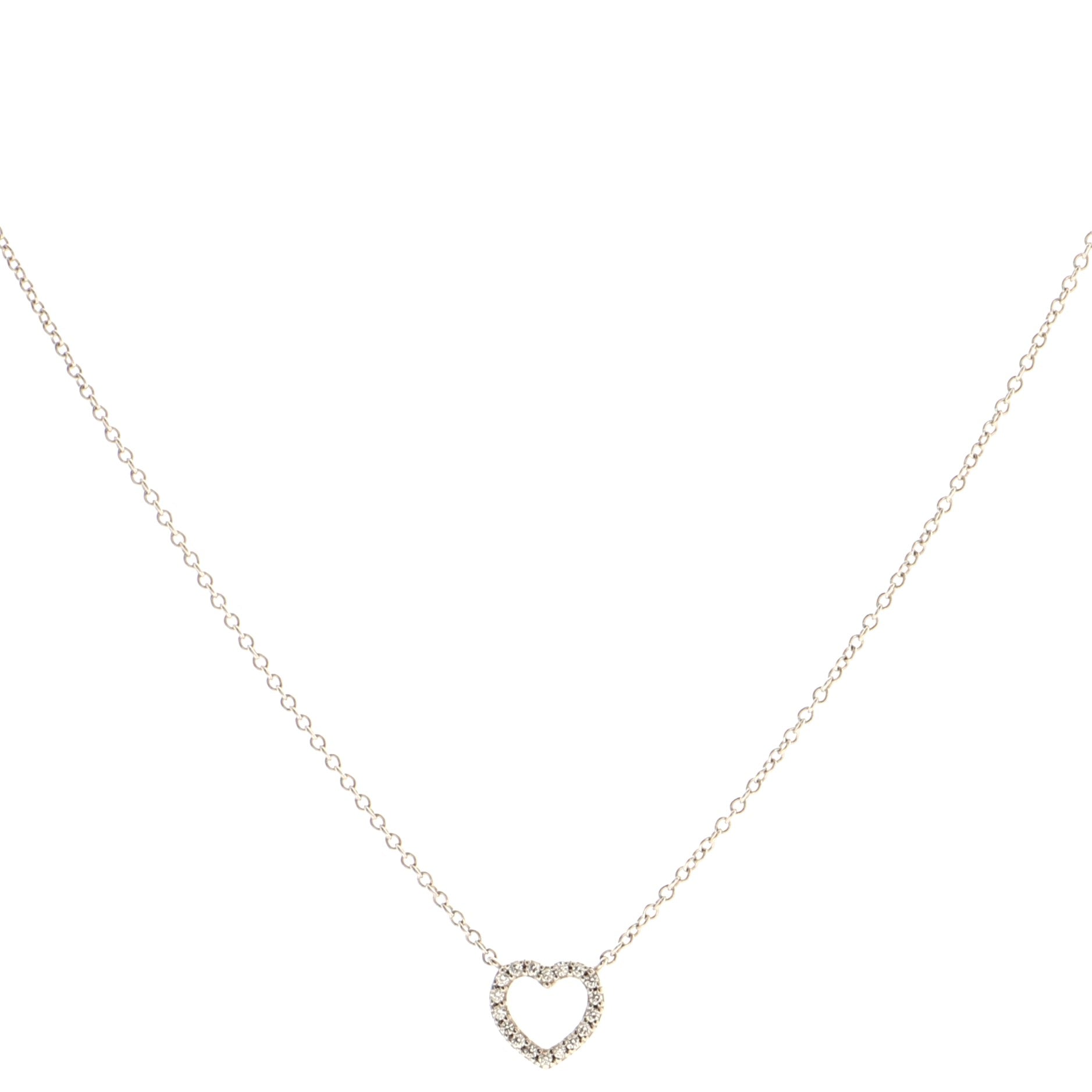 Metro Heart Pendant Necklace 18K White Gold and Diamonds Mini