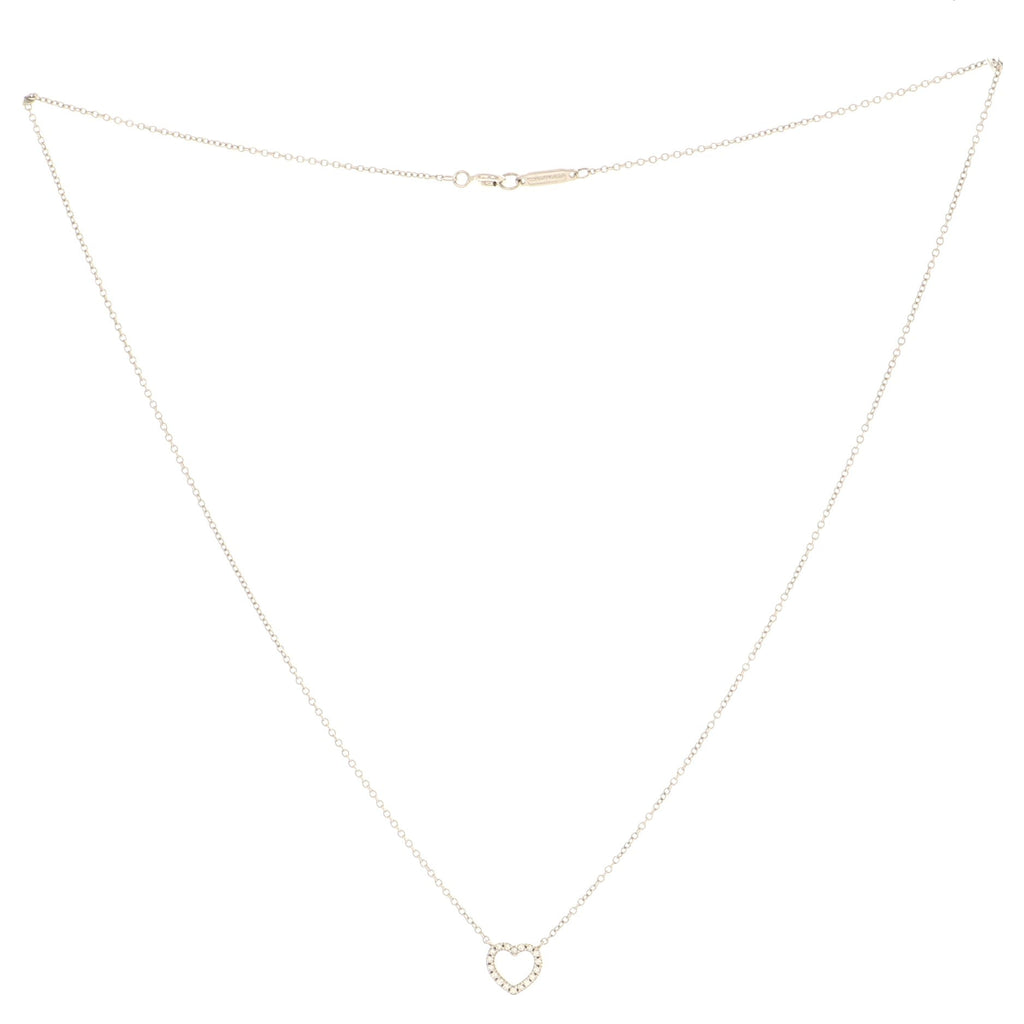 Metro Heart Pendant Necklace 18K White Gold and Diamonds Mini