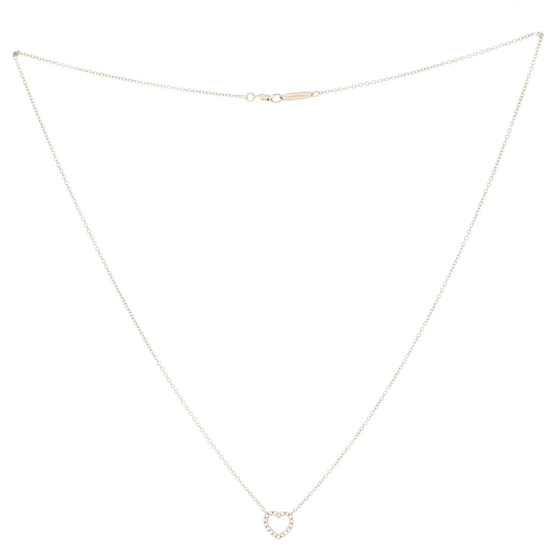 Metro Heart Pendant Necklace 18K White Gold and Diamonds Mini