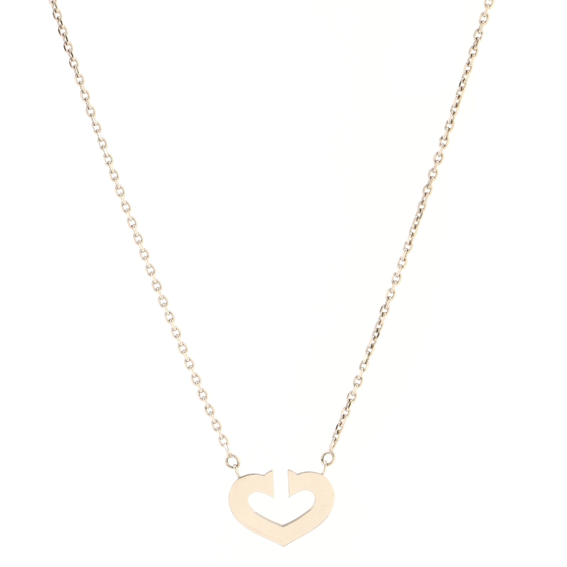 C Heart de Cartier Pendant Necklace 18K White Gold