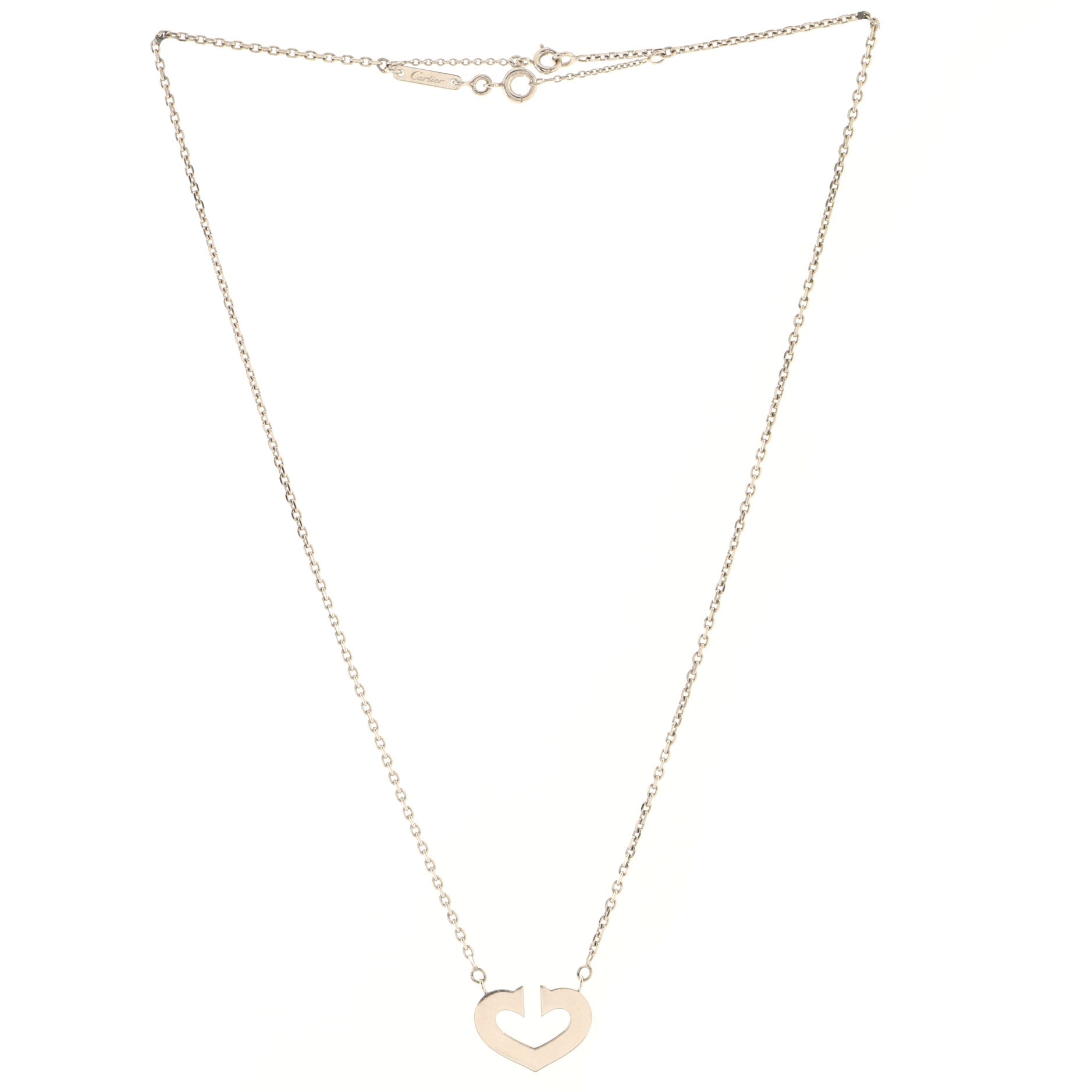 C Heart de Cartier Pendant Necklace 18K White Gold