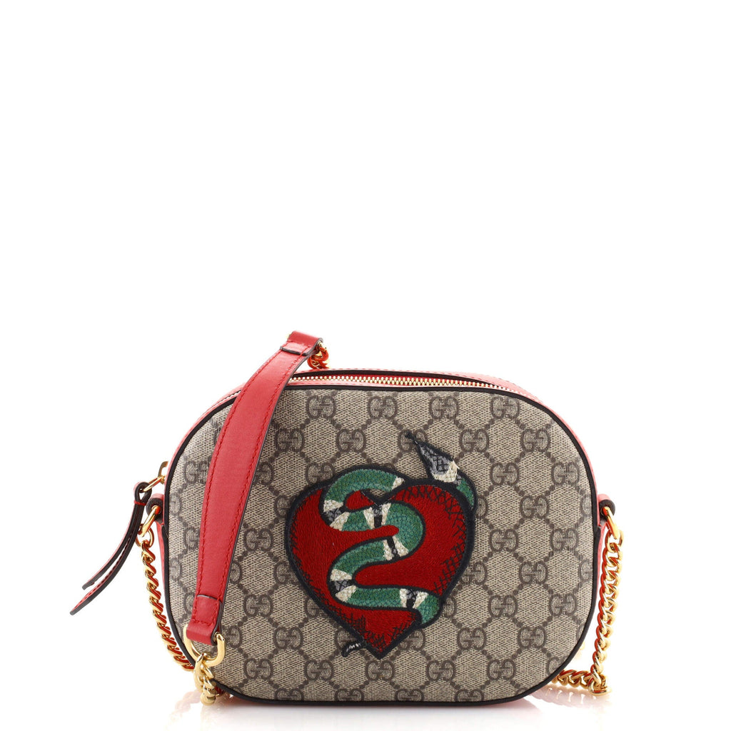 Chain Crossbody Bag Embroidered GG Coated Canvas Mini