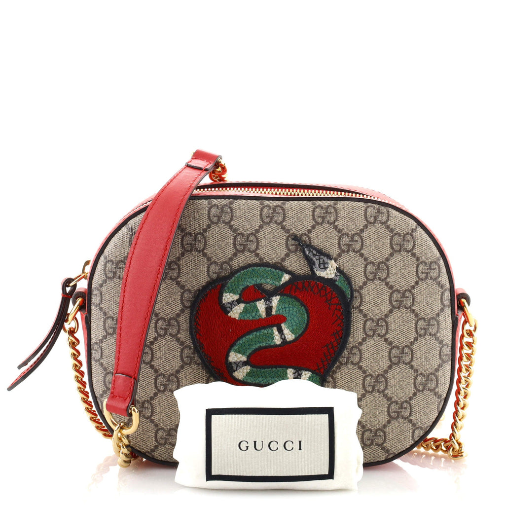 Chain Crossbody Bag Embroidered GG Coated Canvas Mini