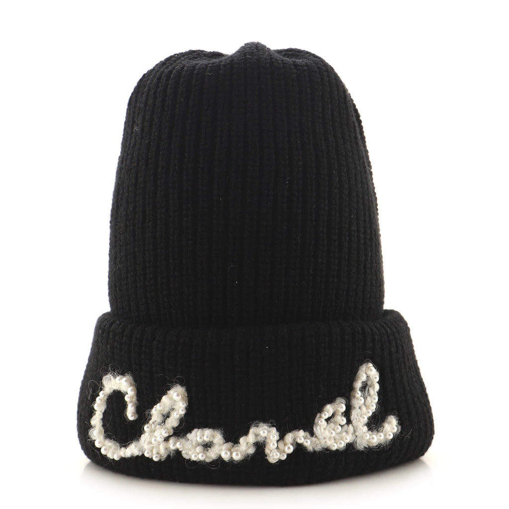Logo Beanie Cashmere with Pearls XXL