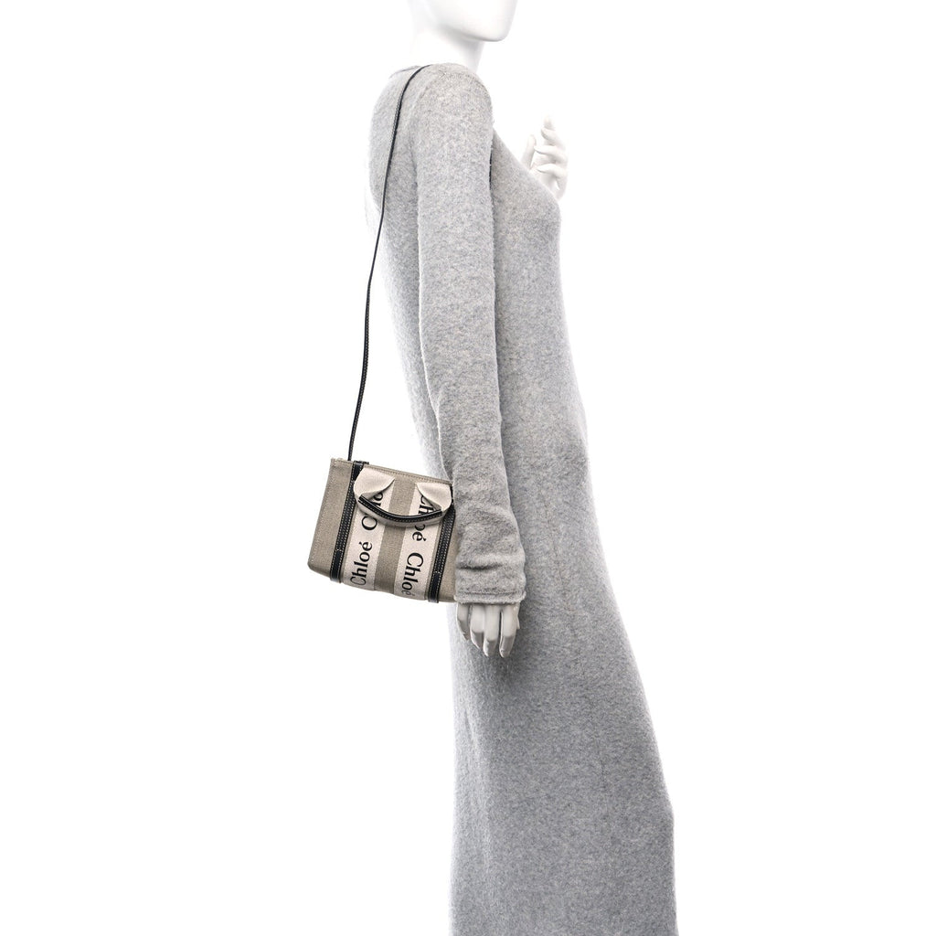 Cotton Calfskin Mini Woody Ribbon Tote White Navy