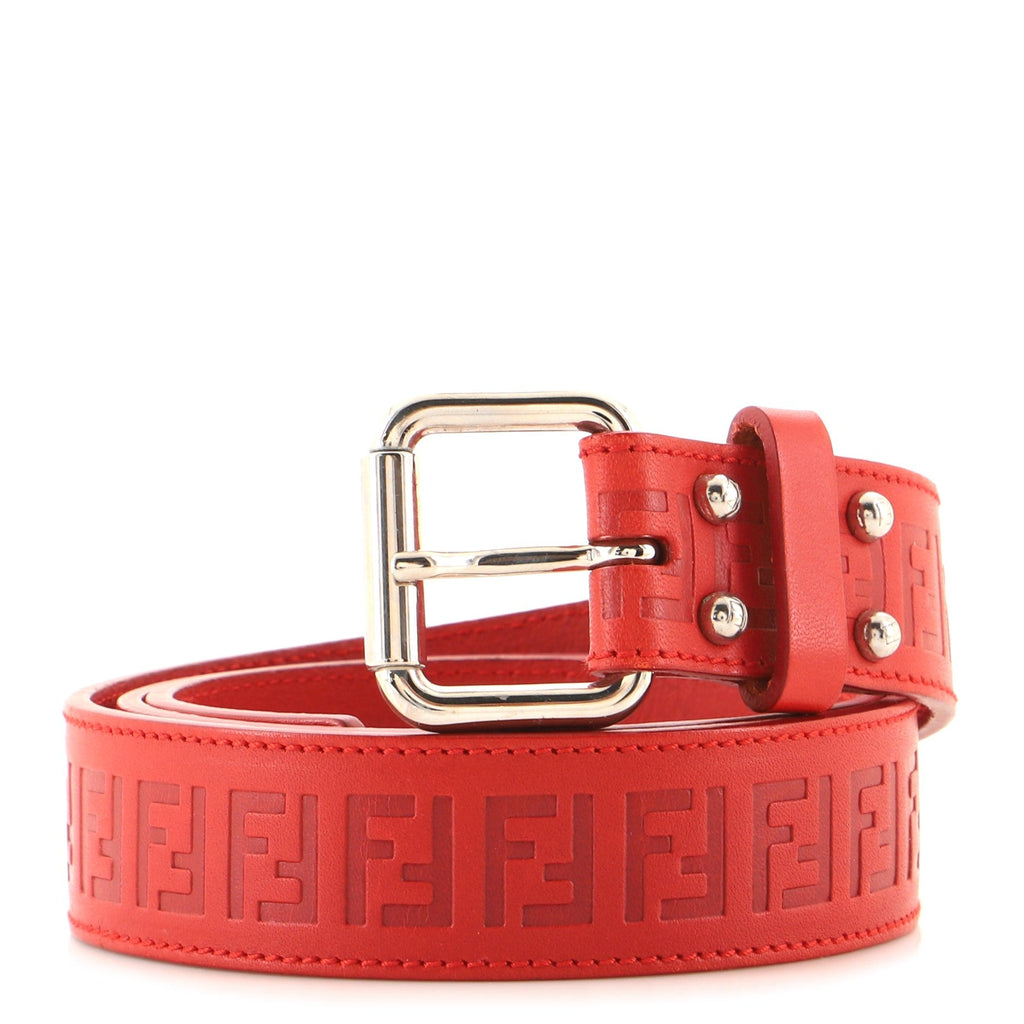 Buckle Belt Zucca Embossed Leather Medium 85