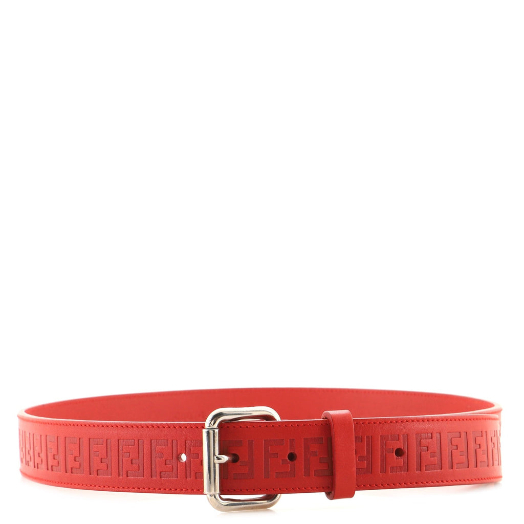 Buckle Belt Zucca Embossed Leather Medium 85