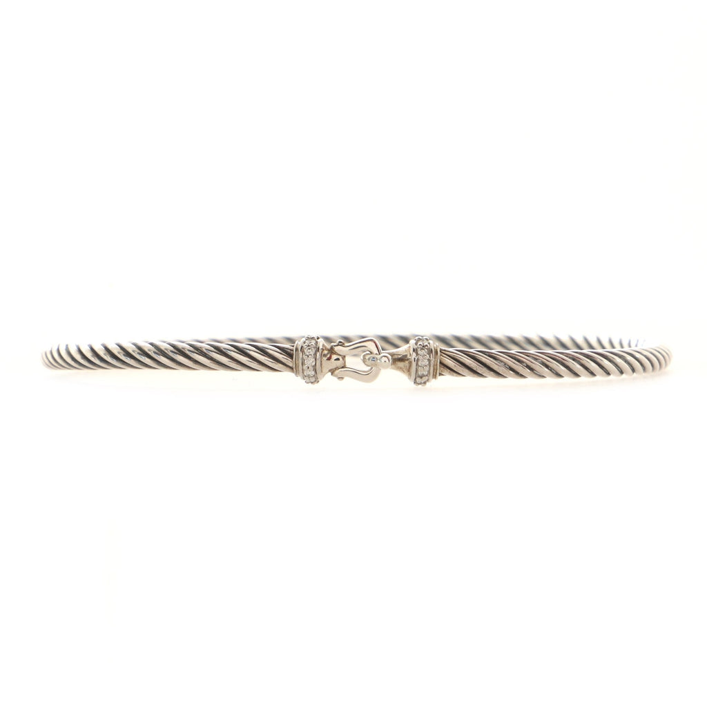 Cable Buckle Bracelet Sterling Silver and Diamond 3mm