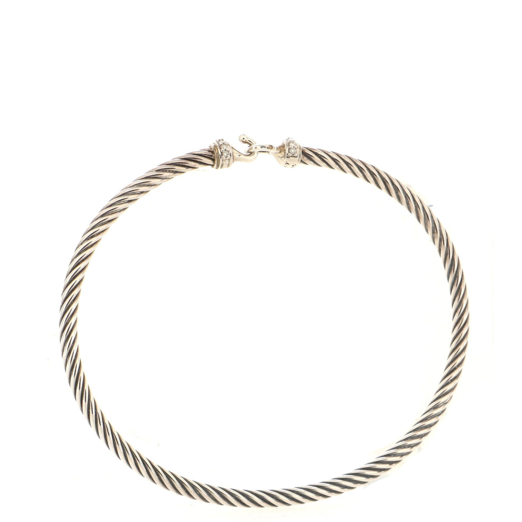 Cable Buckle Bracelet Sterling Silver and Diamond 3mm