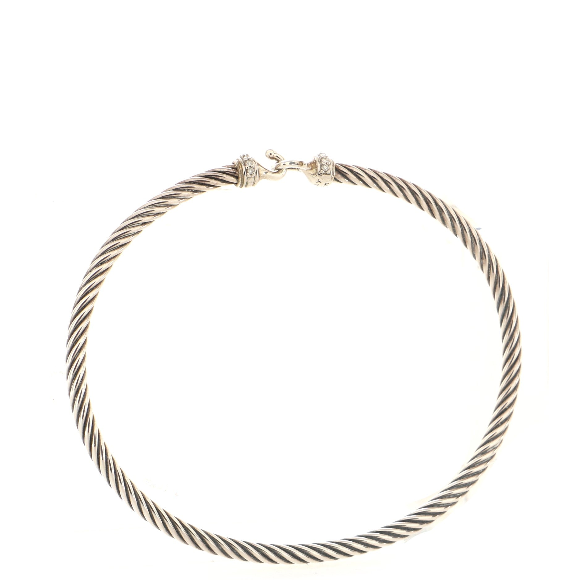 Cable Buckle Bracelet Sterling Silver and Diamond 3mm