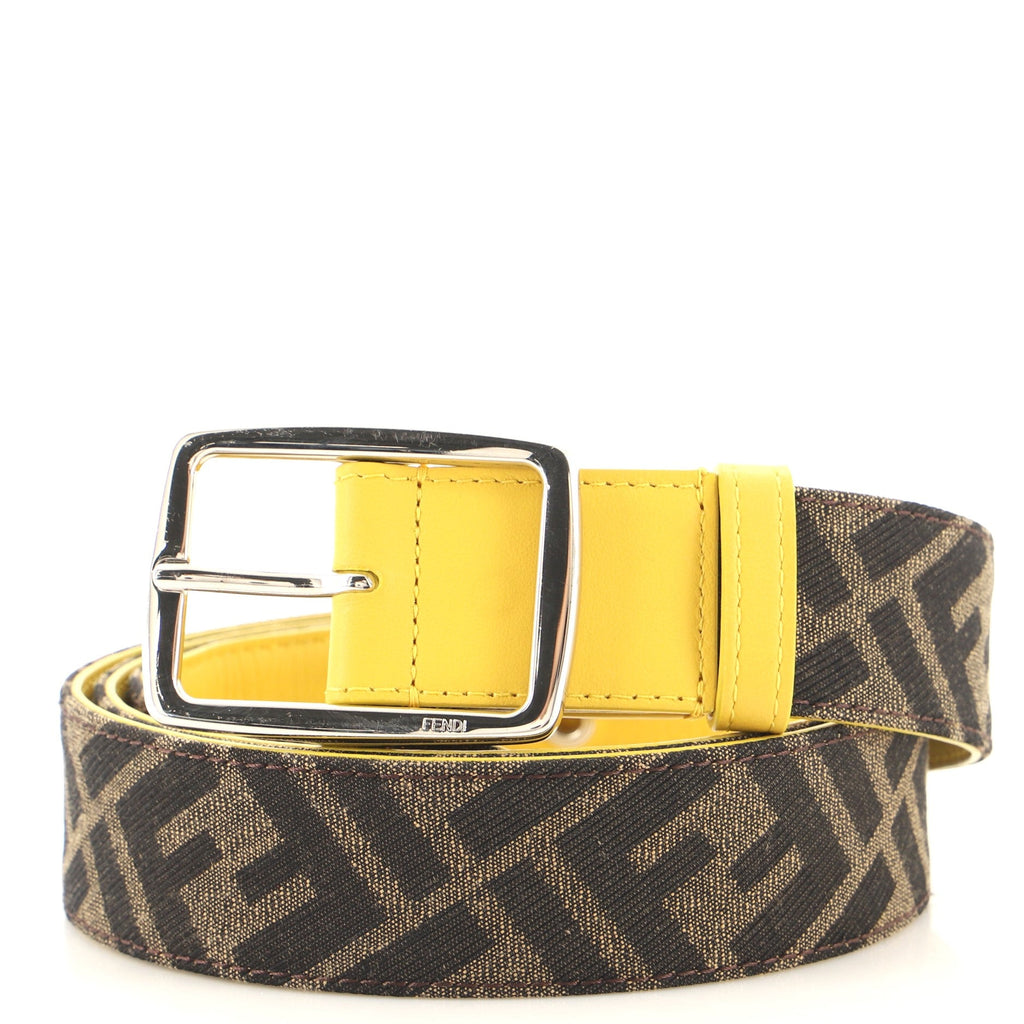 FF Belt Zucca Canvas and Leather Wide 105