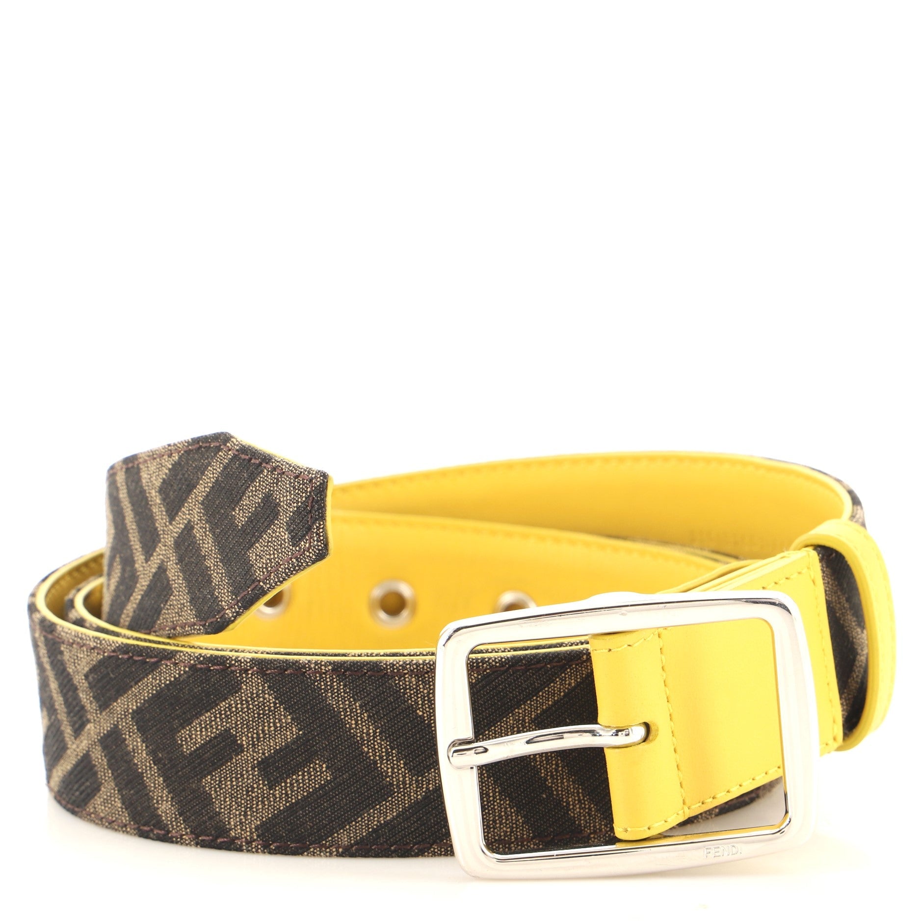 FF Belt Zucca Canvas and Leather Wide 105