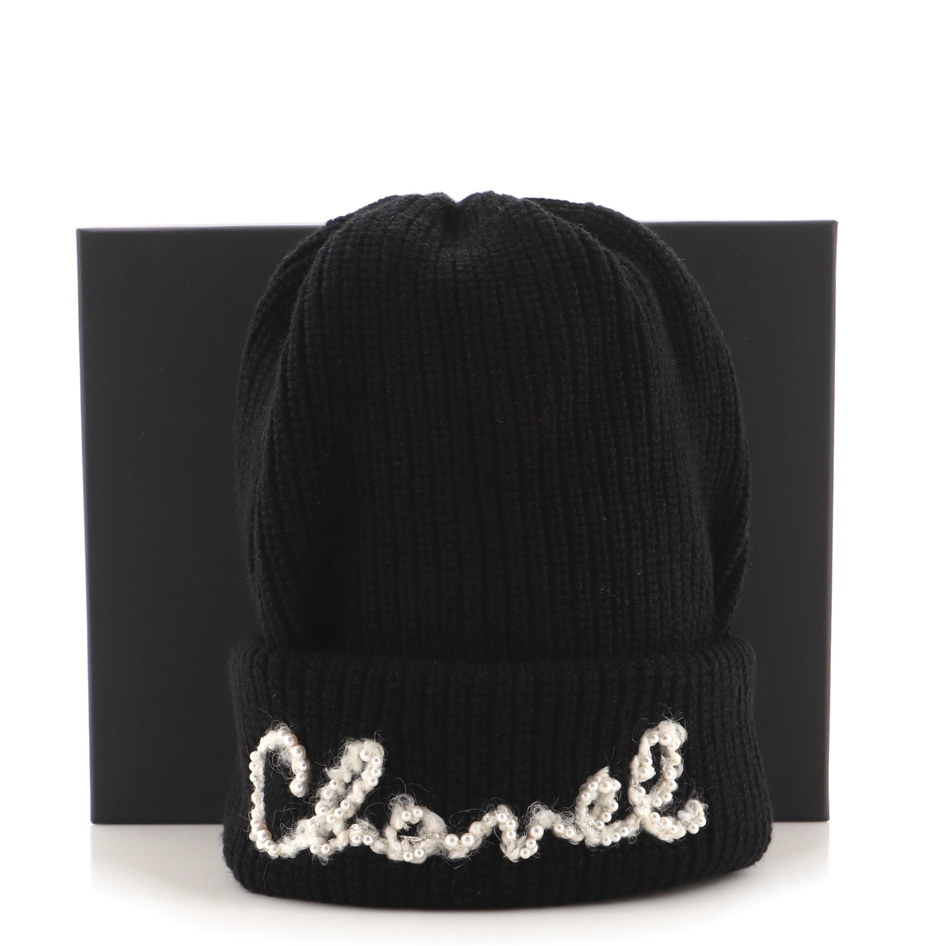 Logo Beanie Cashmere with Pearls XS