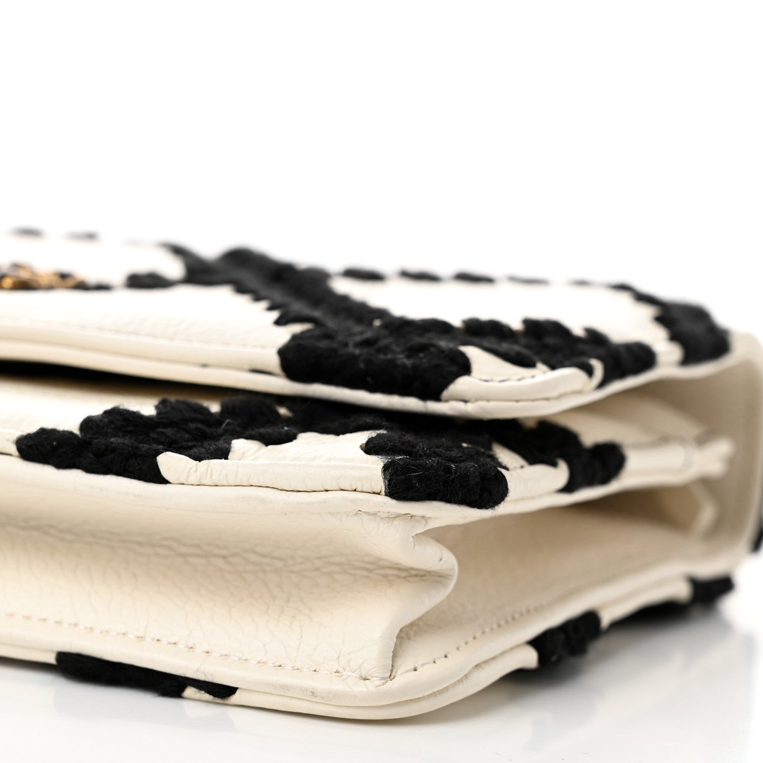 Calfskin Crochet Chanel 19 Wallet On Chain WOC White Black