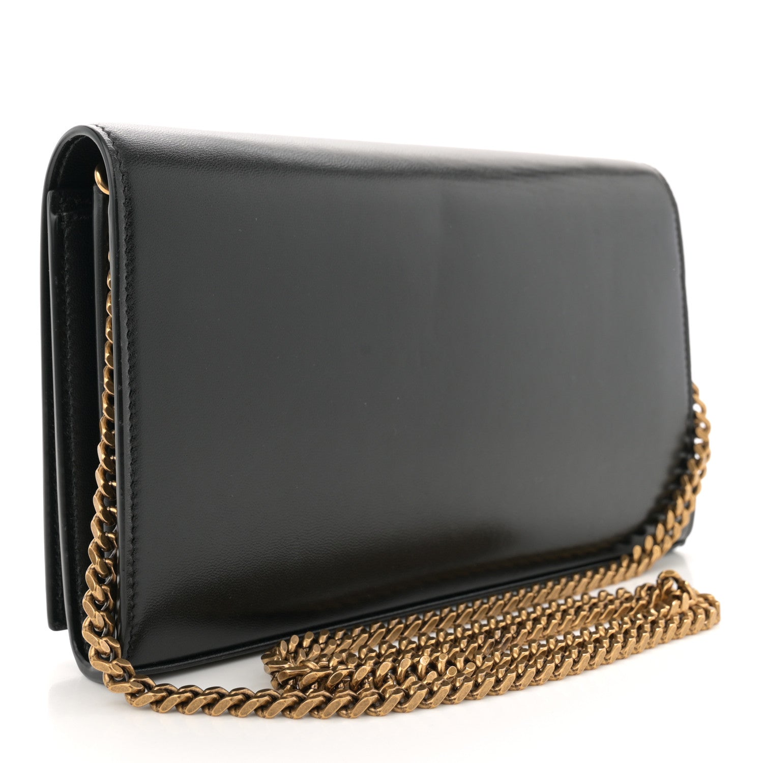 Smooth Calfskin Tri-Metal Cassandre Wallet On Chain WOC Black