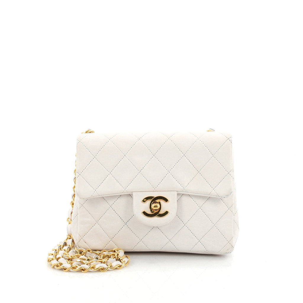 Vintage Square Classic Single Flap Bag Quilted Lambskin Mini