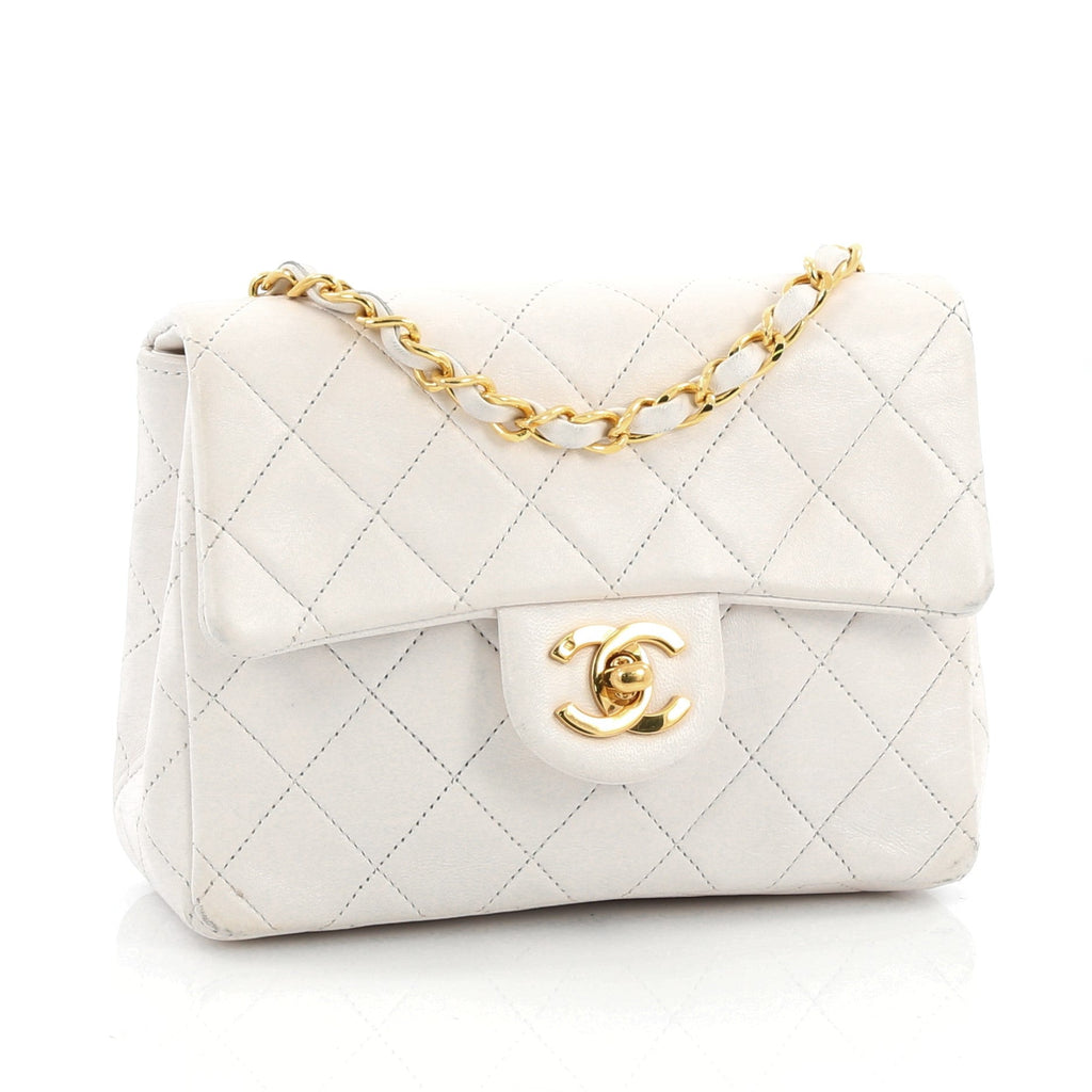 Vintage Square Classic Single Flap Bag Quilted Lambskin Mini