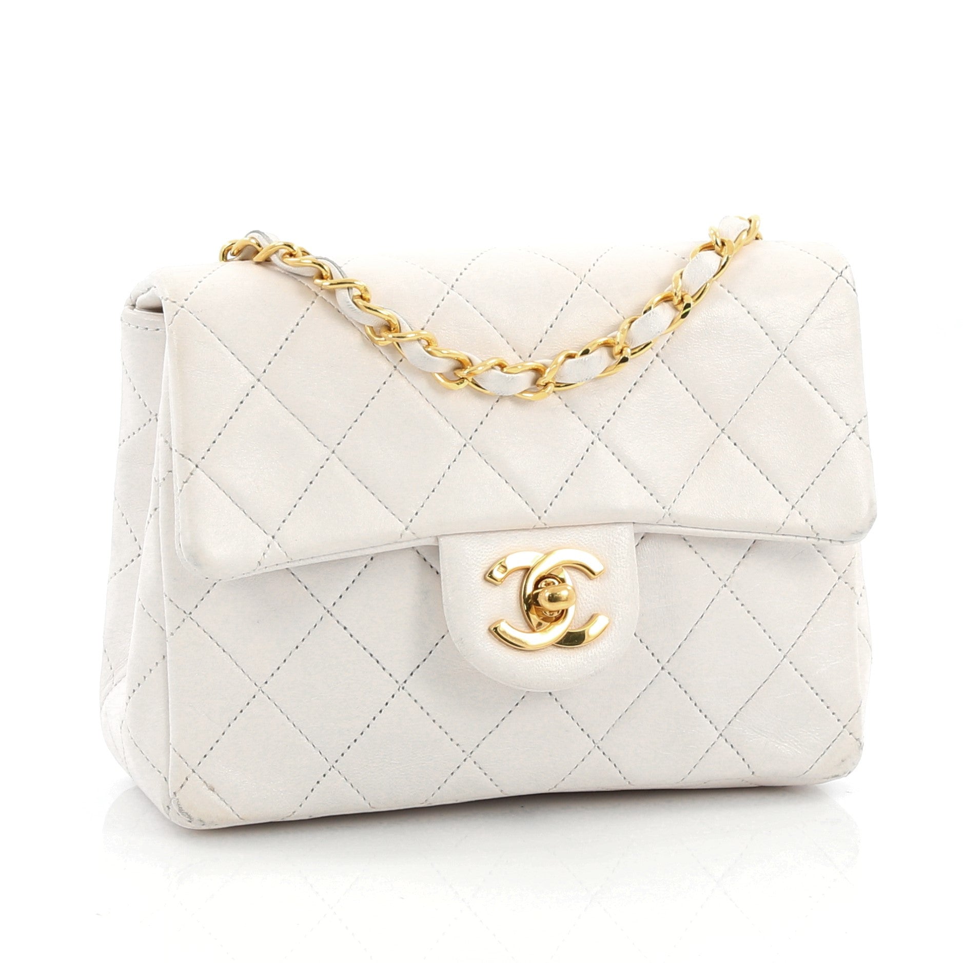 Vintage Square Classic Single Flap Bag Quilted Lambskin Mini