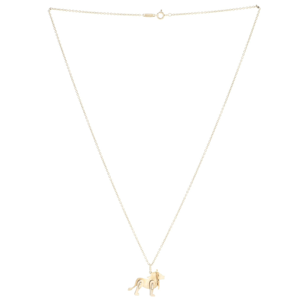 Save The Wild Lion Charm Pendant Necklace Sterling Silver with 18K Yellow Gold