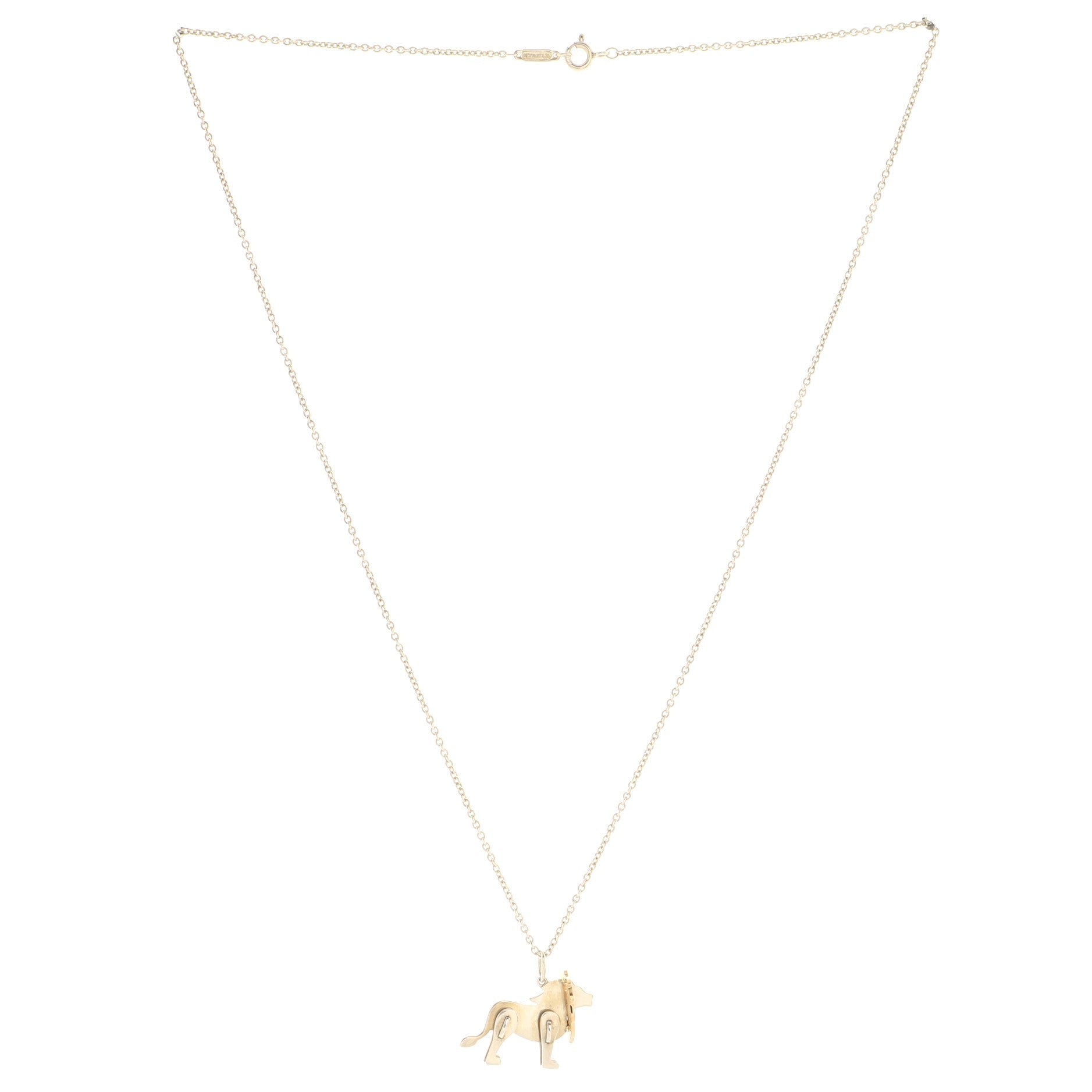 Save The Wild Lion Charm Pendant Necklace Sterling Silver with 18K Yellow Gold
