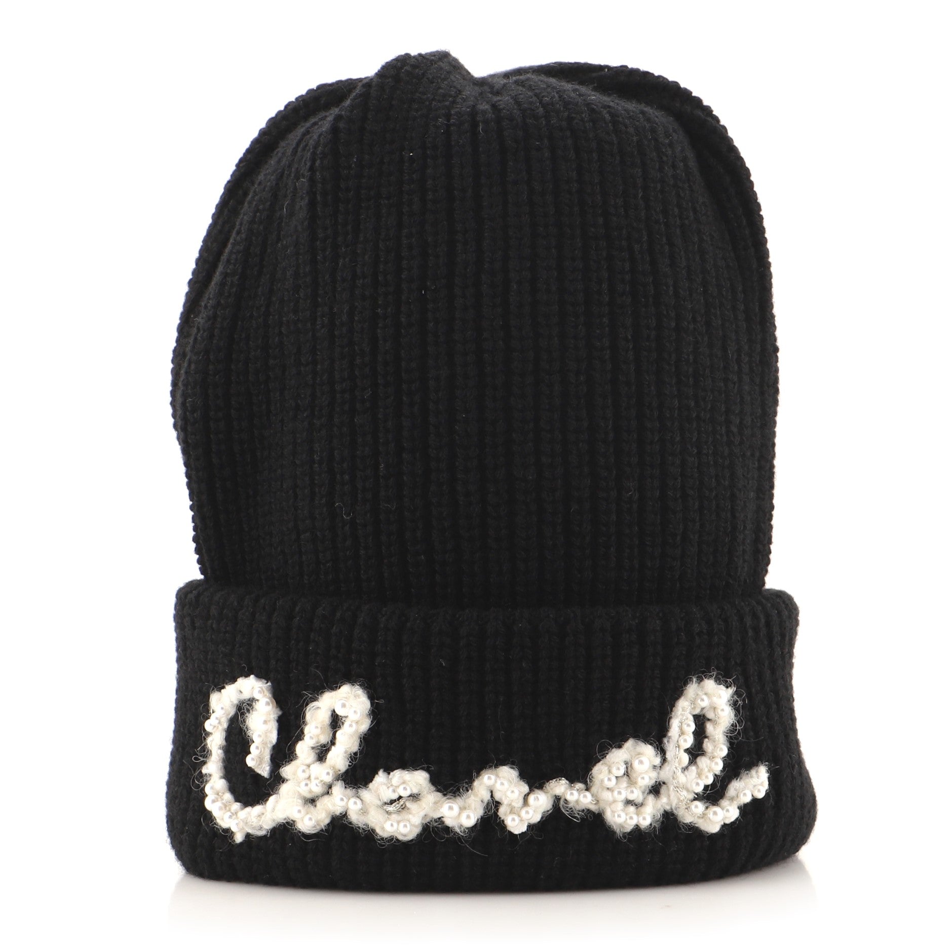 Logo Beanie Cashmere with Pearls XS