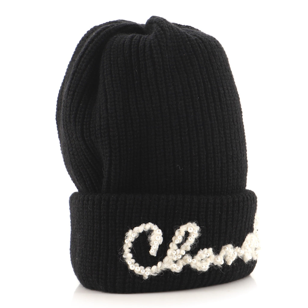 Logo Beanie Cashmere with Pearls XS