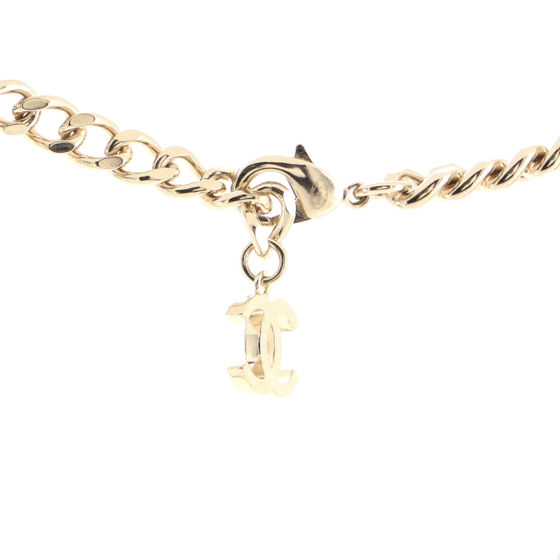 Logo CC Plate Choker Necklace Metal with Enamel