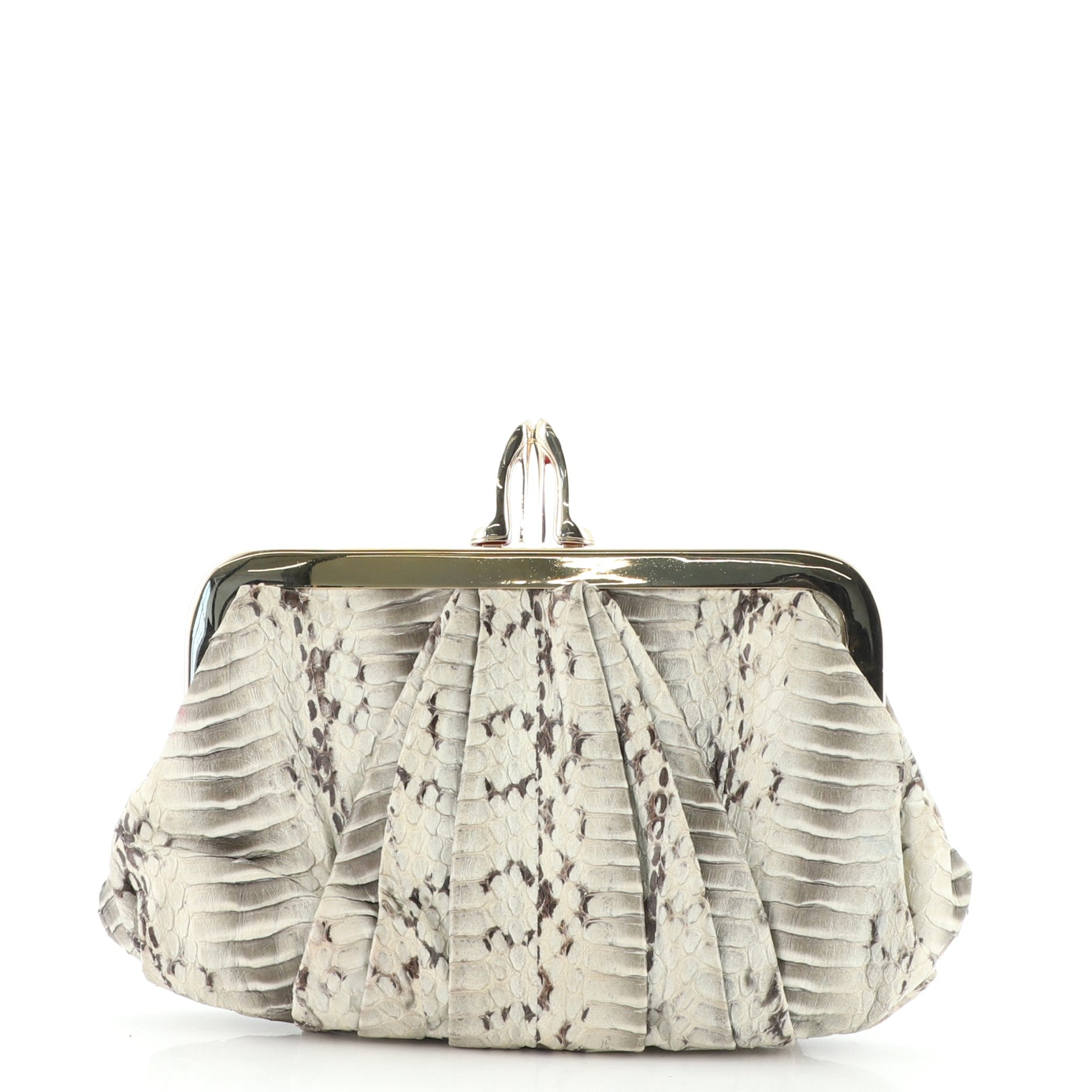 Pleated Chain Clutch Python