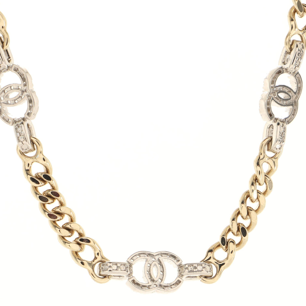 CC Link Choker Necklace Metal with Crystals