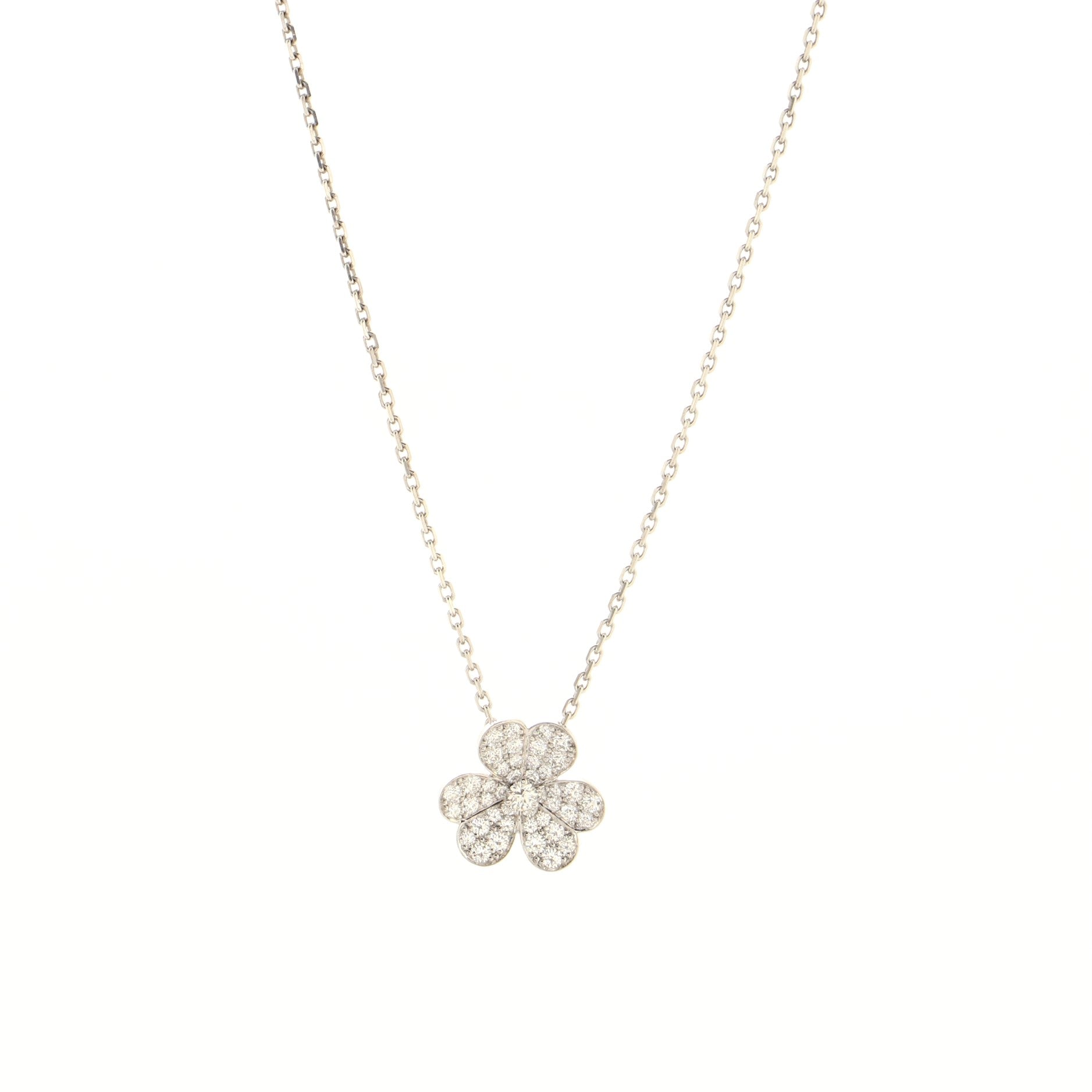 Frivole Pendant Necklace 18K White Gold with Pave Diamonds Small