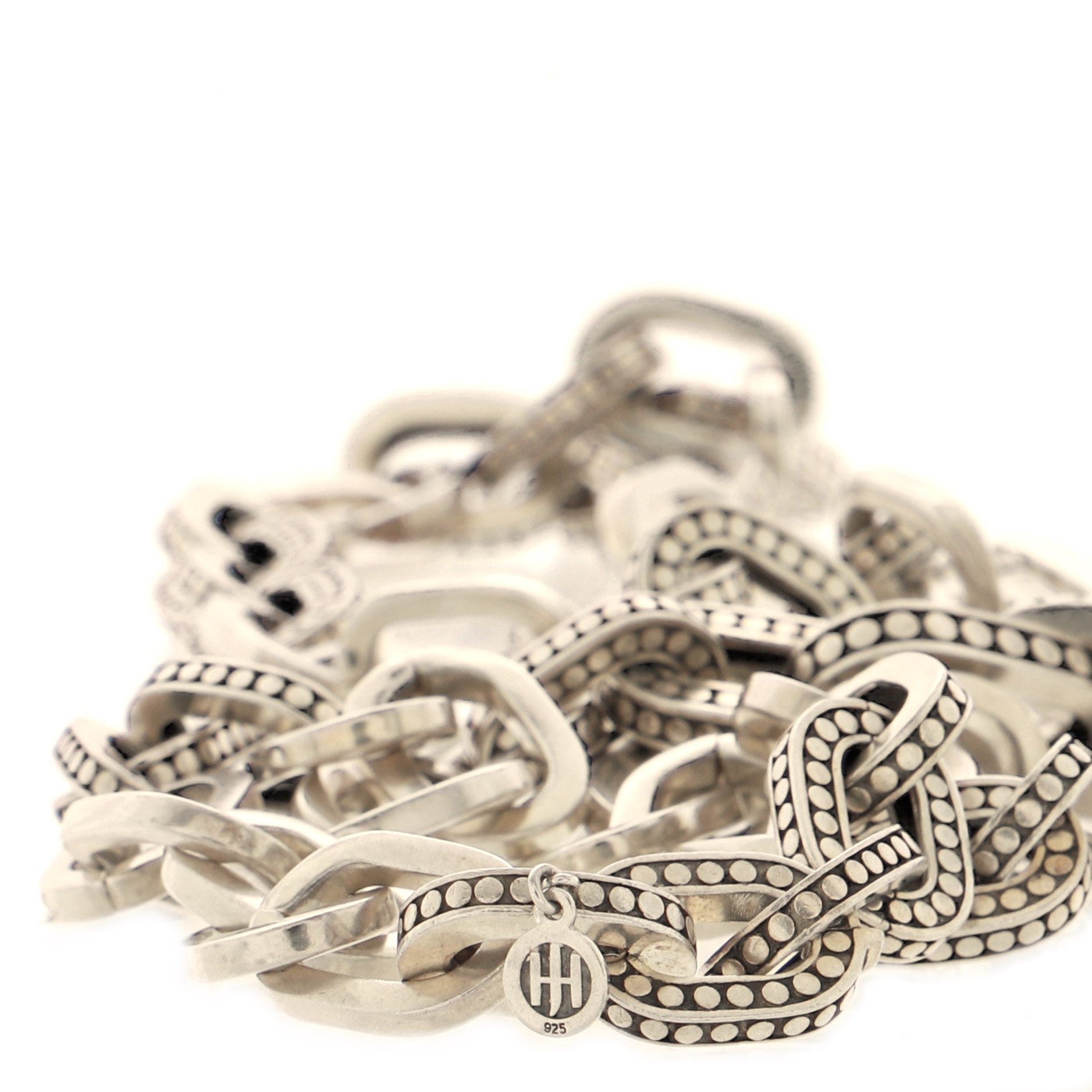 Dot Long Link Necklace Sterling Silver