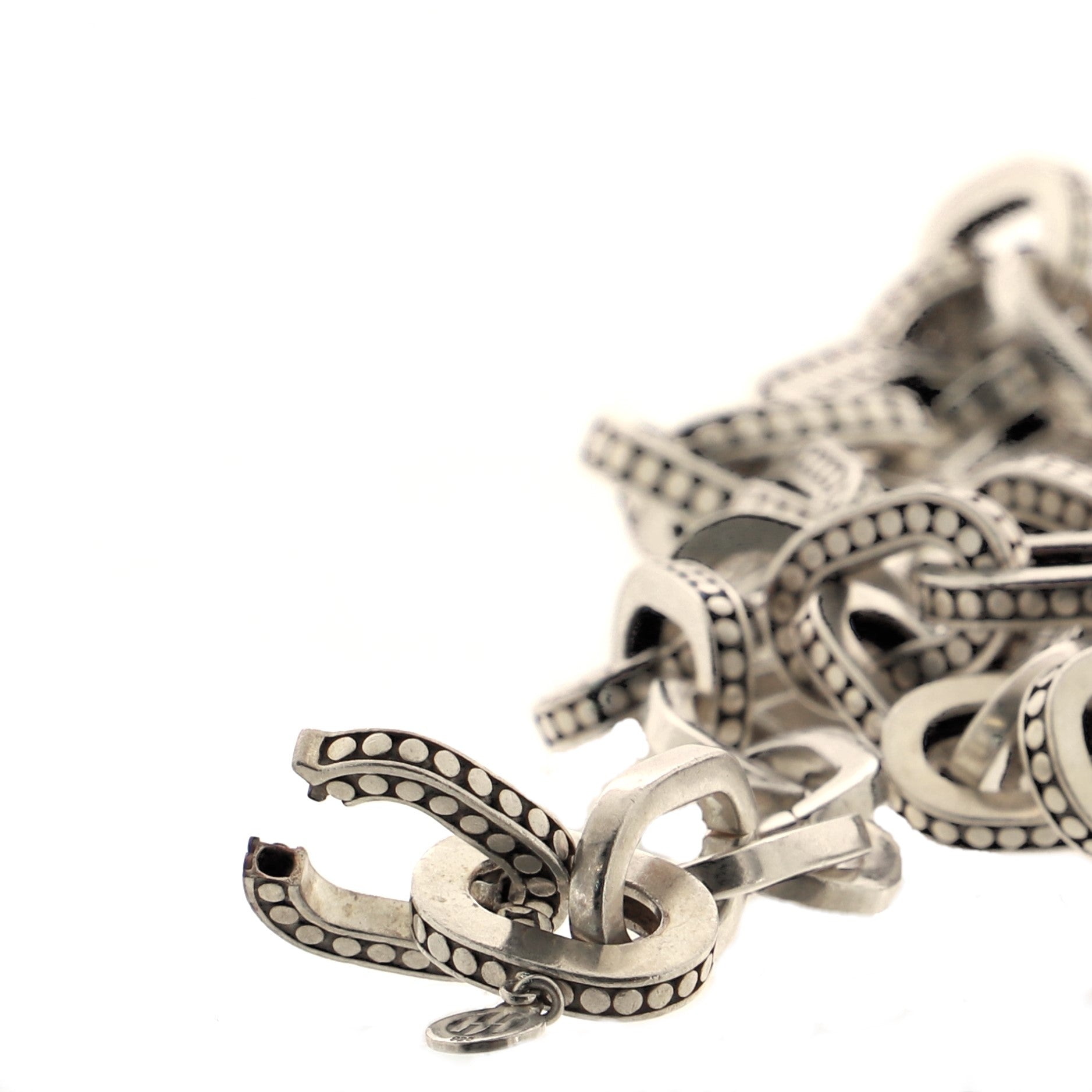 Dot Long Link Necklace Sterling Silver
