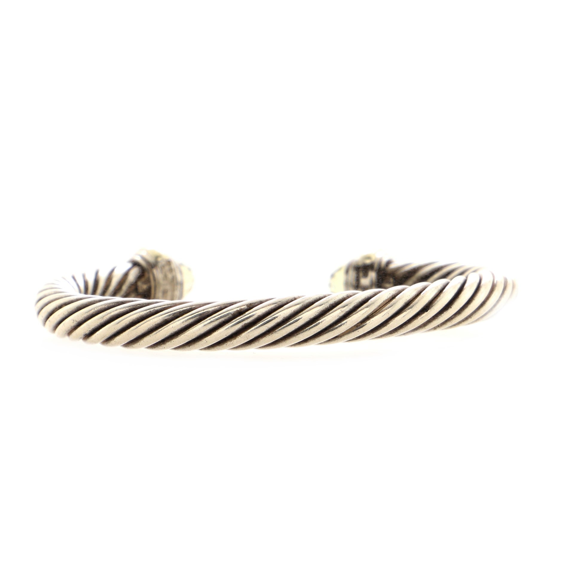 Cable Classic Bracelet Sterling Silver with 14k Yellow Gold and Prasiolite 7mm