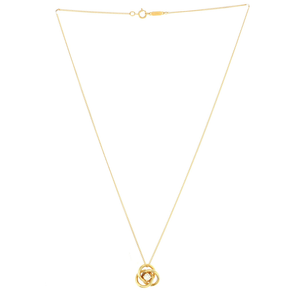 Triple Hoop Pendant Necklace 18K Yellow Gold with Diamond