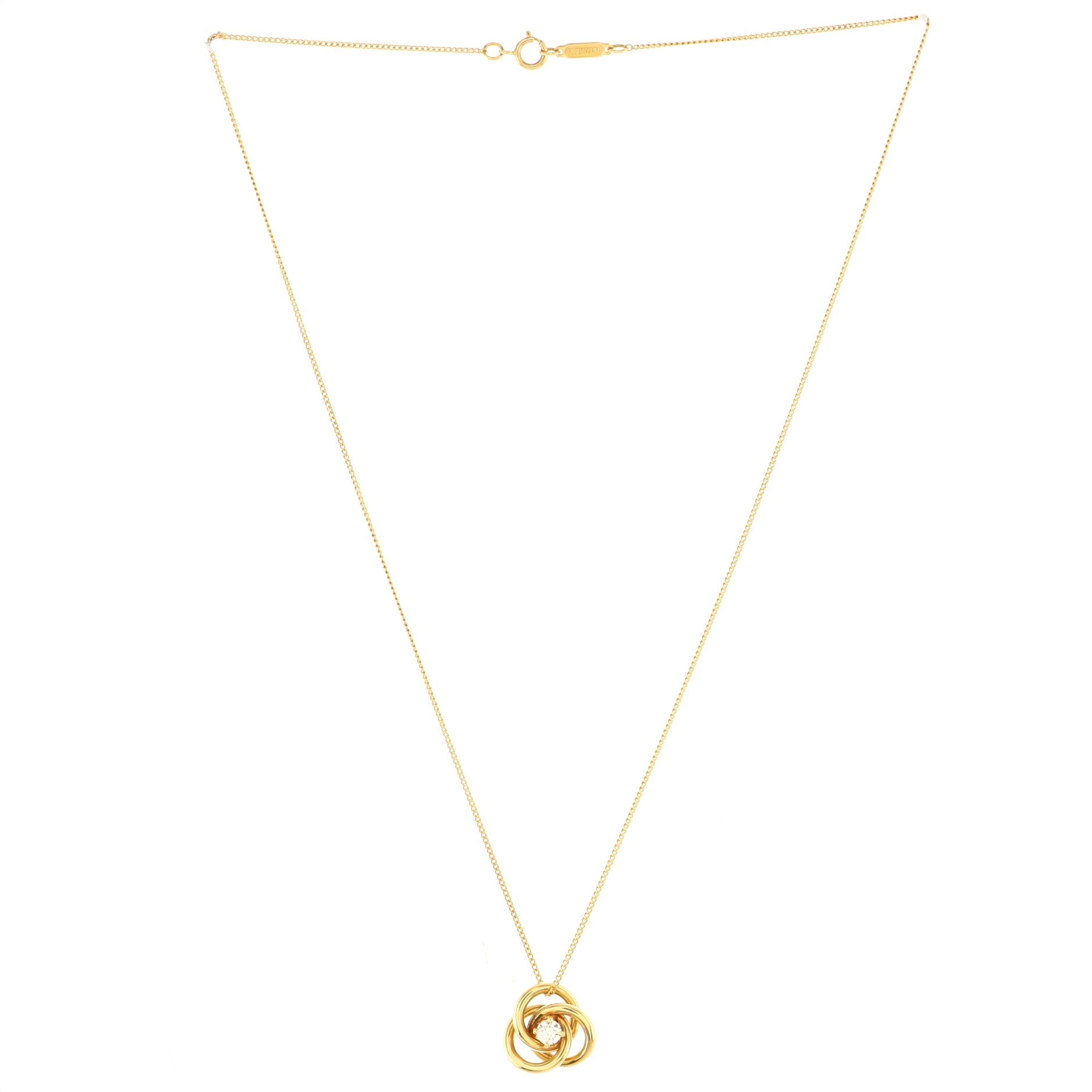 Triple Hoop Pendant Necklace 18K Yellow Gold with Diamond